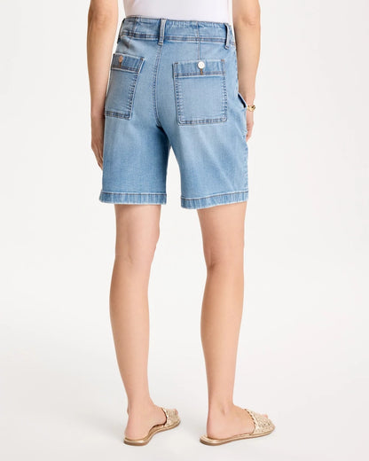 Chico's Pull-On Scallop Button Jean Shorts
