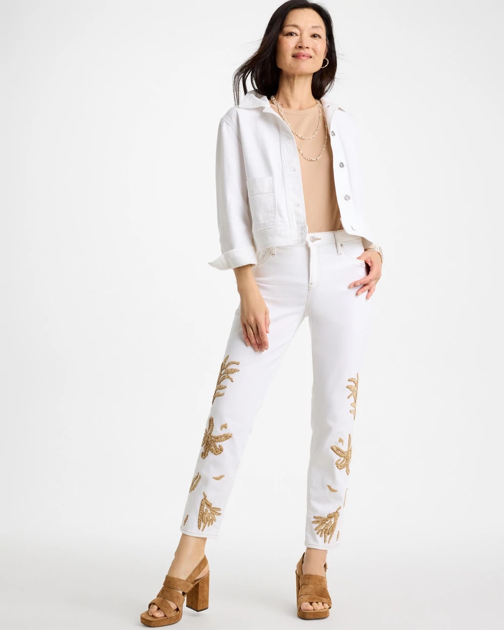 Chico's Girlfriend Slim Raffia Palm Crop Jeans