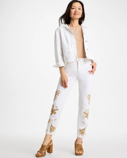 Chico's Girlfriend Slim Raffia Palm Crop Jeans