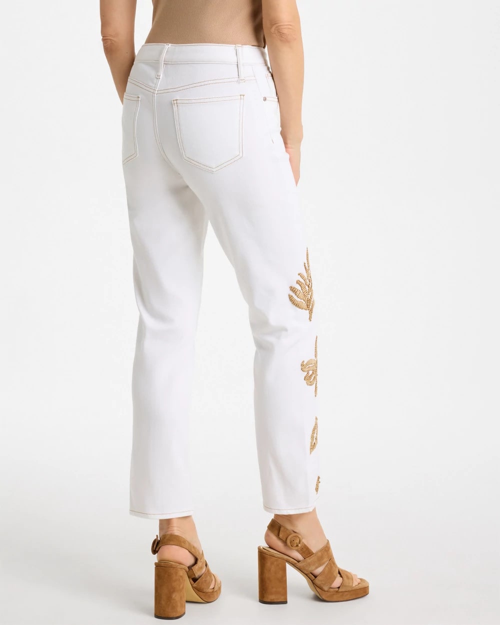 Chico's Girlfriend Slim Raffia Palm Crop Jeans