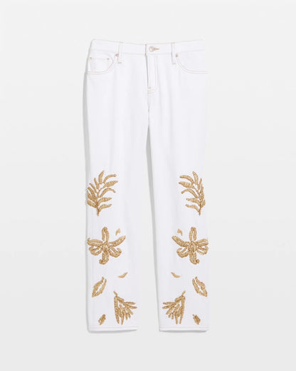 Chico's Girlfriend Slim Raffia Palm Crop Jeans