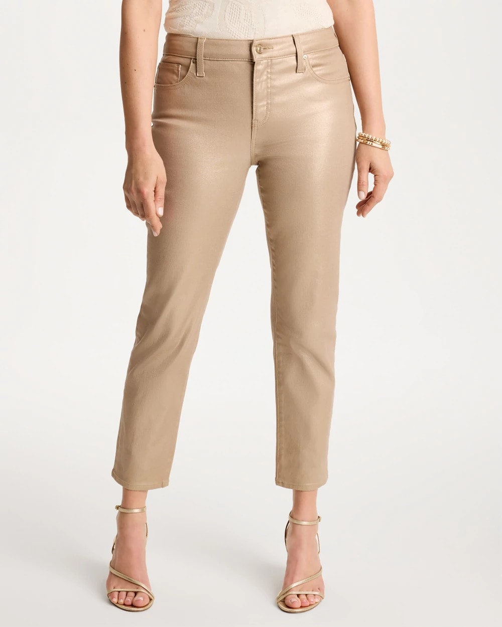 Chico's Girlfriend Slim Coated Crop Jeans