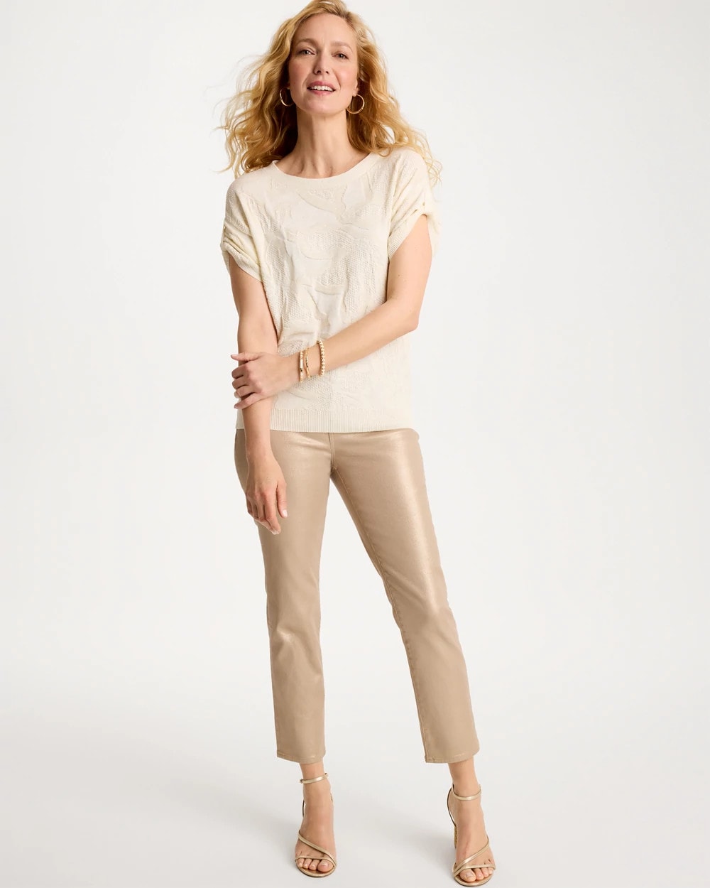 Chico's Girlfriend Slim Coated Crop Jeans