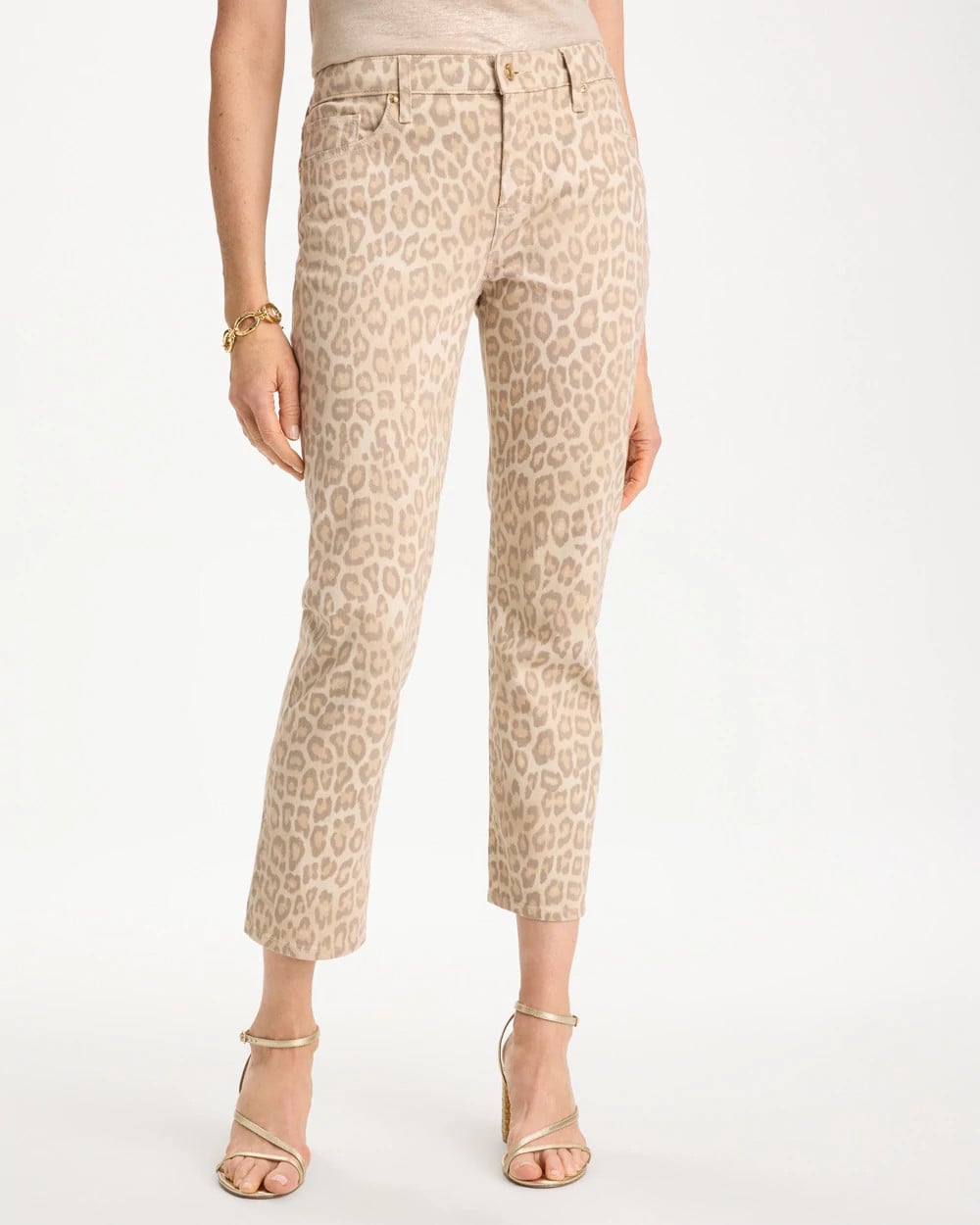 Chico's Animal Print Girlfriend Slim Cropped Jeans