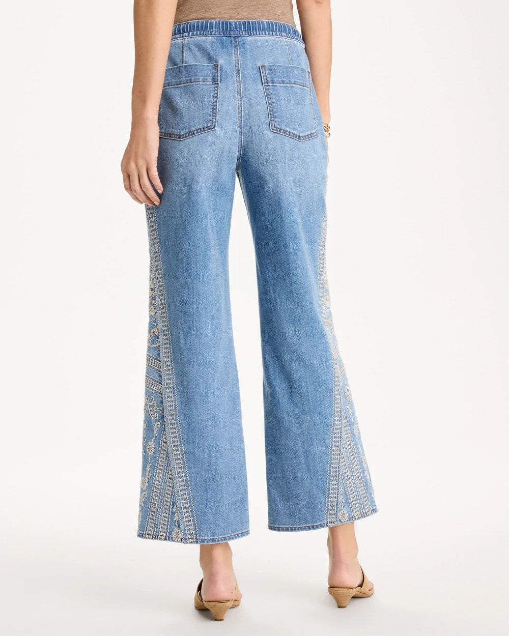 Chico's Floral Geo Wide-Leg Drawstring Jeans