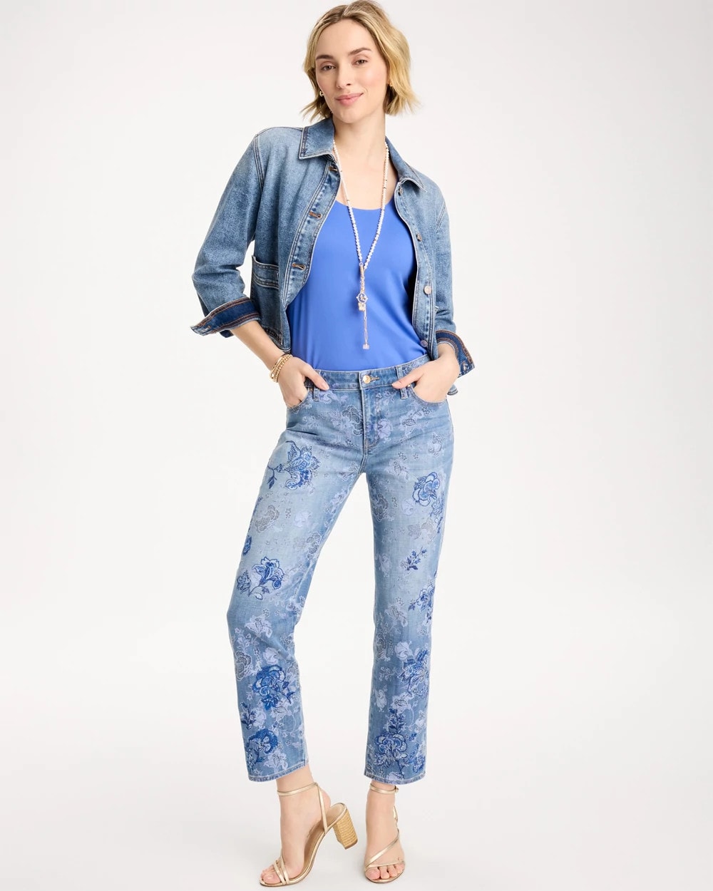 Chico's Embellished Girlfriend Crop Jean