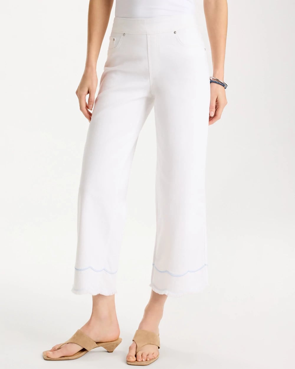 Chico's Pull-On Wide-Leg White Crop Jeans