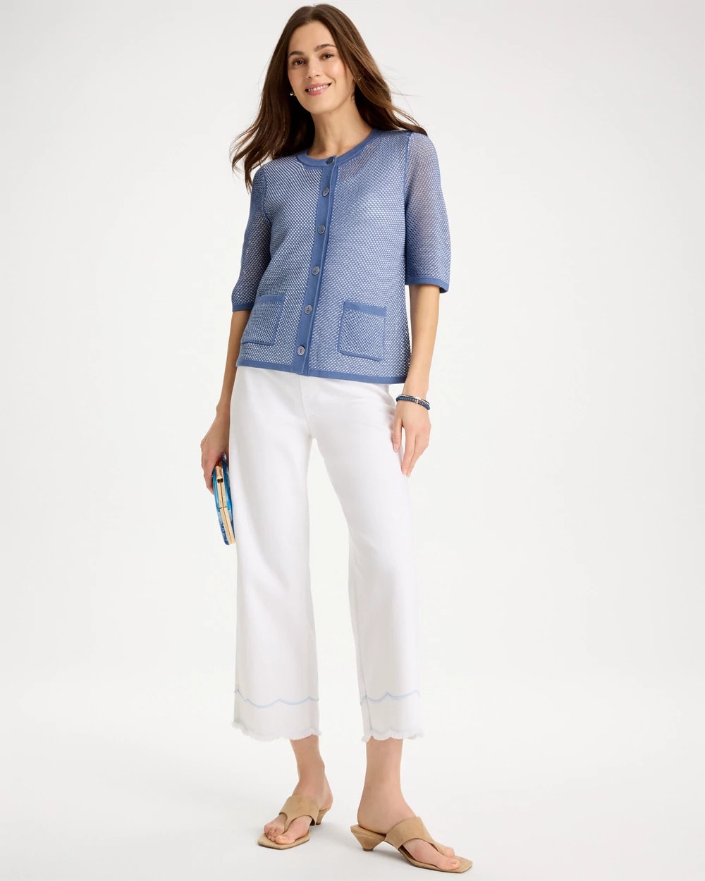 Chico's Pull-On Wide-Leg White Crop Jeans