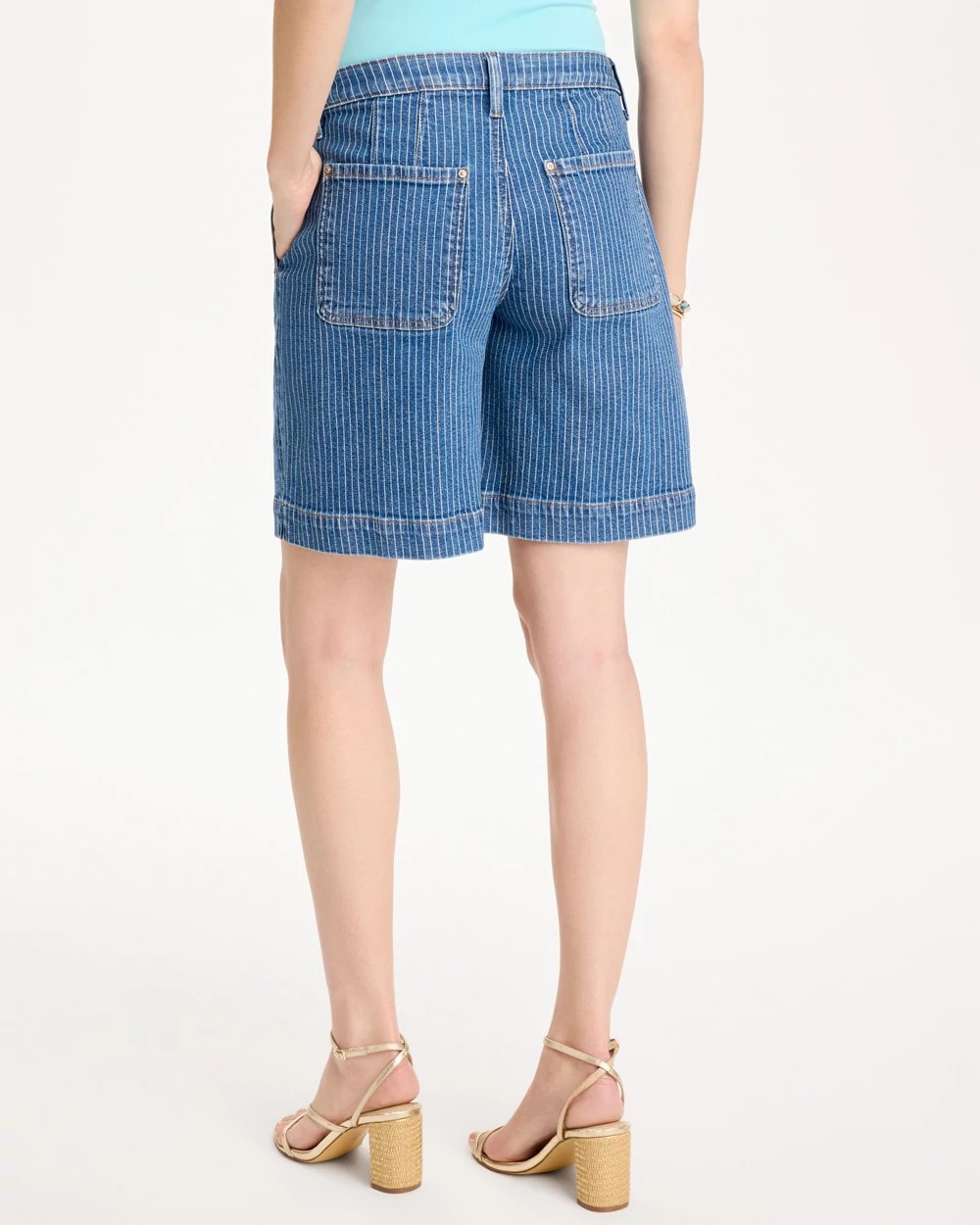 Chico's Striped Denim Trouser Shorts