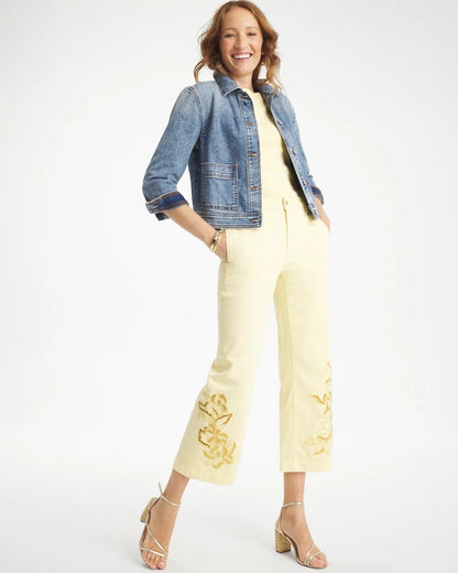 Chico's Trouser Cutwork Crop Jeans