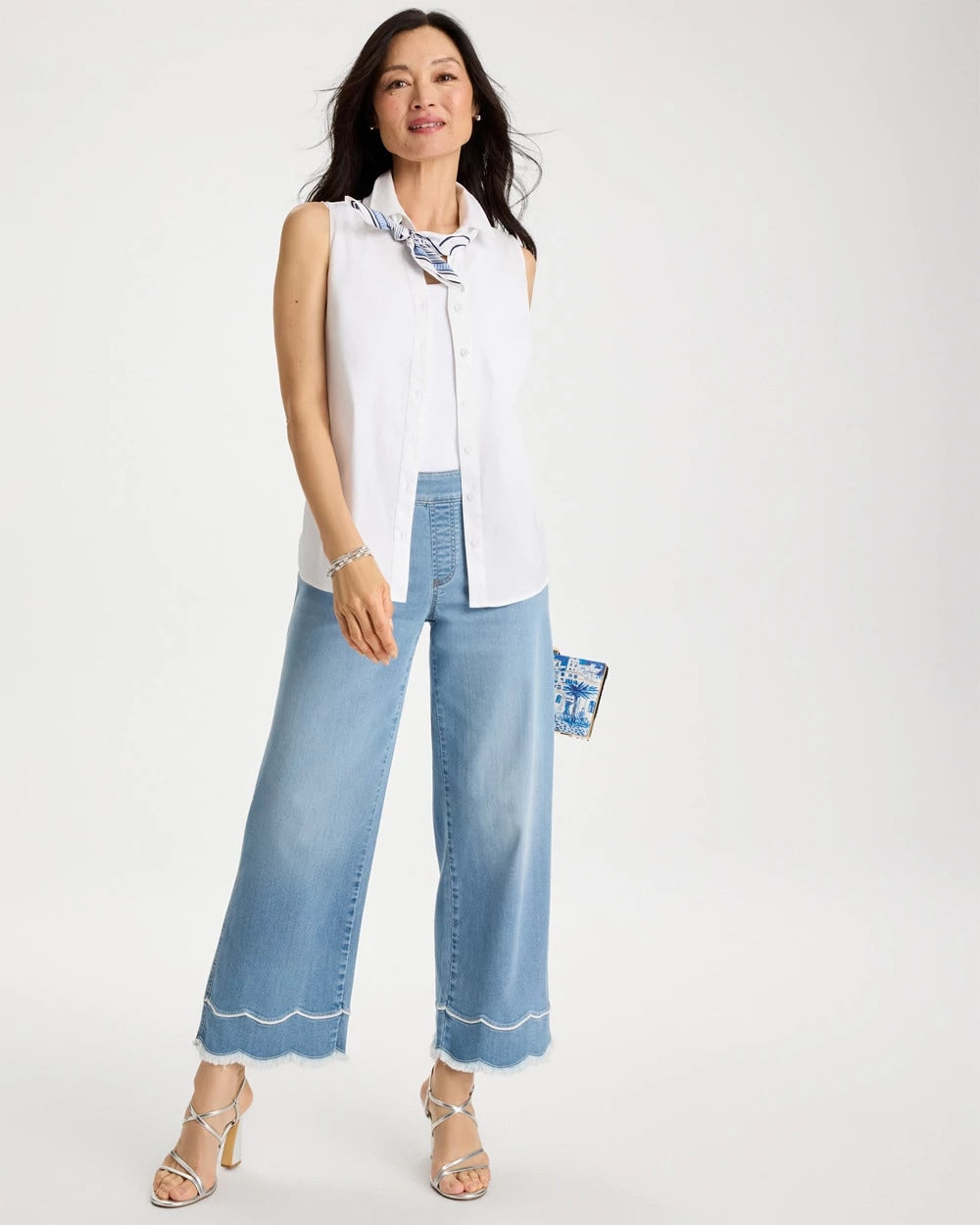 Chico's Scallop Pull-On Wide-Leg Crop Jeans