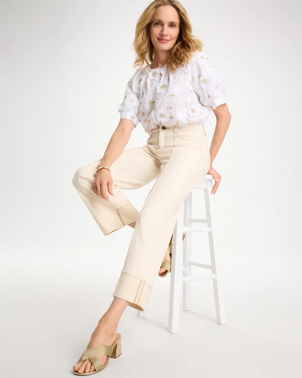 Chico's Pintuck Cuffed Cropped Jeans