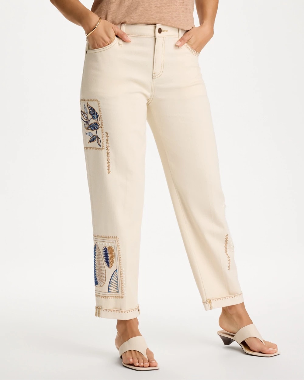 Chico's Patchwork Relaxed Boyfriend Jean