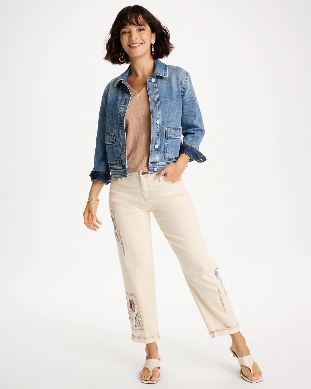 Chico's Patchwork Relaxed Boyfriend Jean