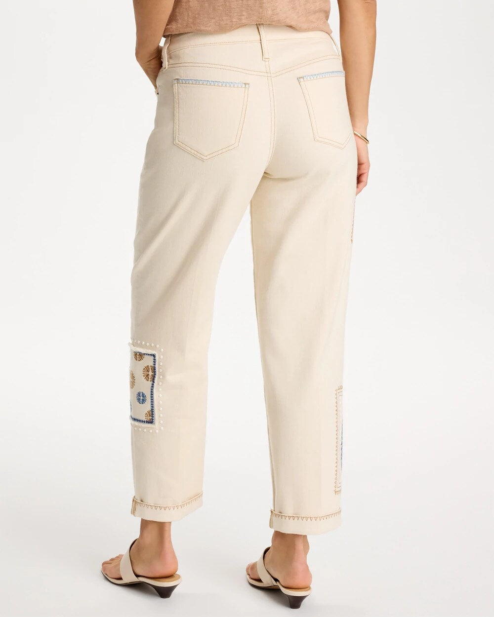 Chico's Patchwork Relaxed Boyfriend Jean