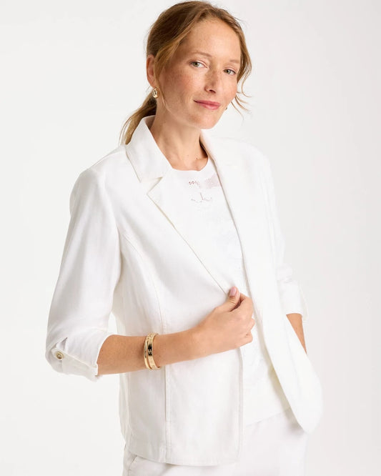 Chico's Linen Roll Sleeve Blazer