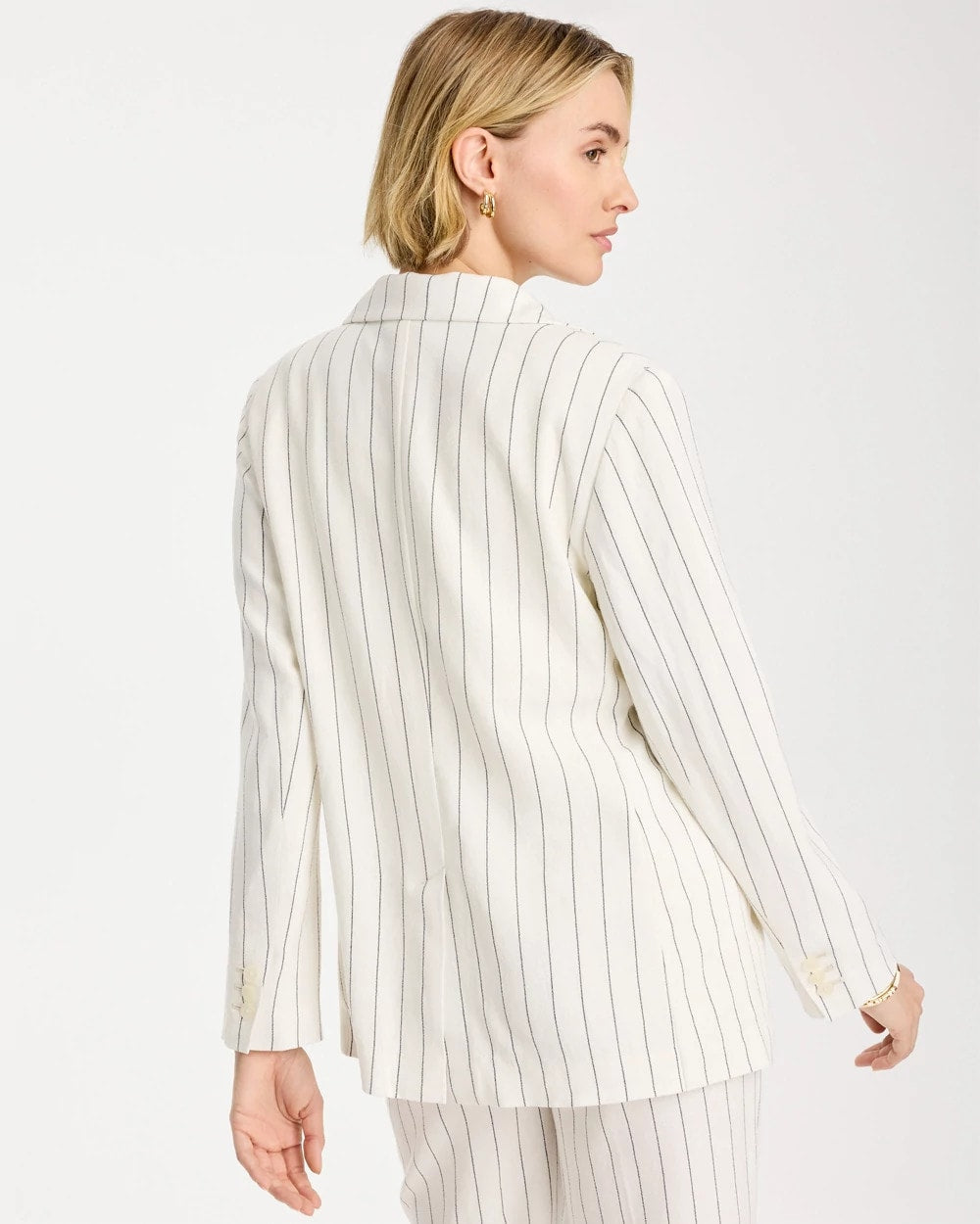 Chico's Linen-Blend Striped Boyfriend Blazer