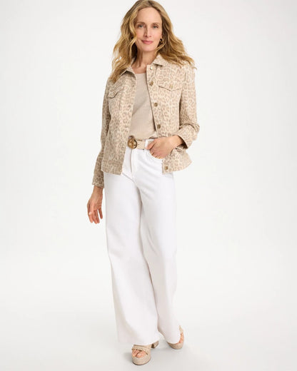 Chico's Denim Leopard Print Jacket