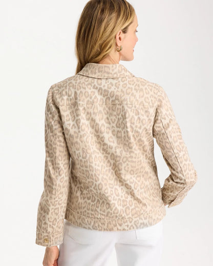 Chico's Denim Leopard Print Jacket