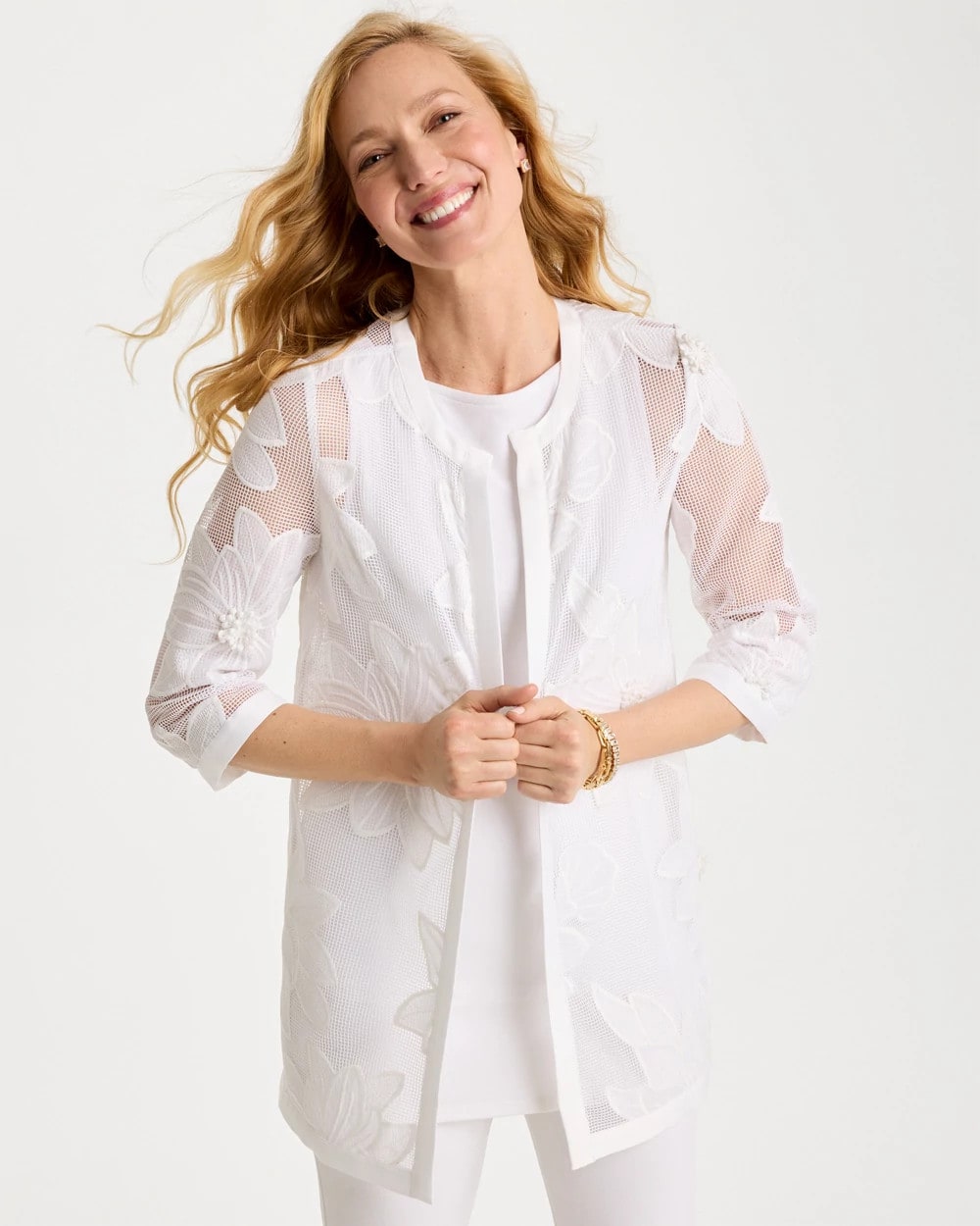 Chico's Travelers™ Collection Floral Applique Jacket