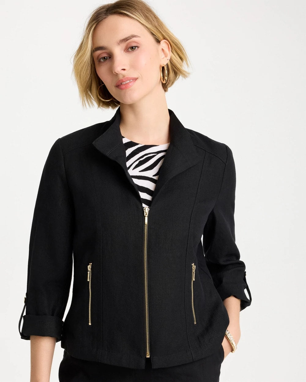 Chico's Linen Moto Jacket