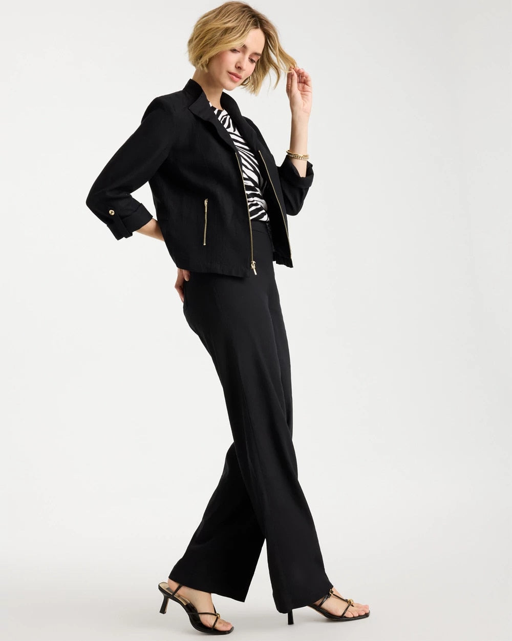 Chico's Linen Moto Jacket