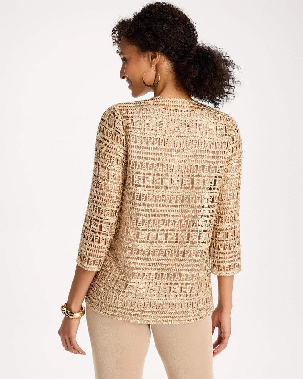 Chico's Travelers™ Metallic Crochet Cardigan