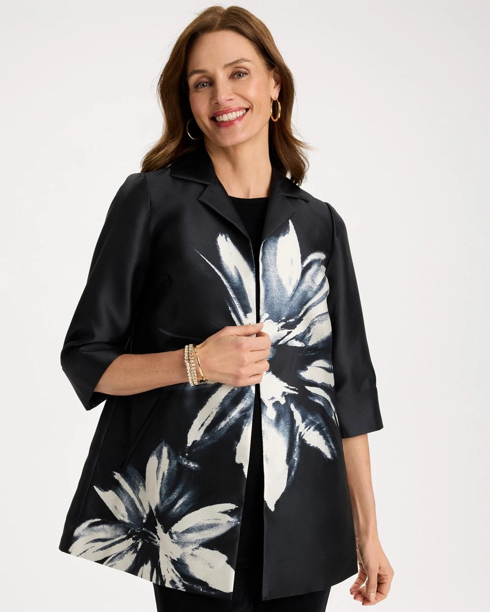 Chico's Travelers™ Collection Floral Long Jacket