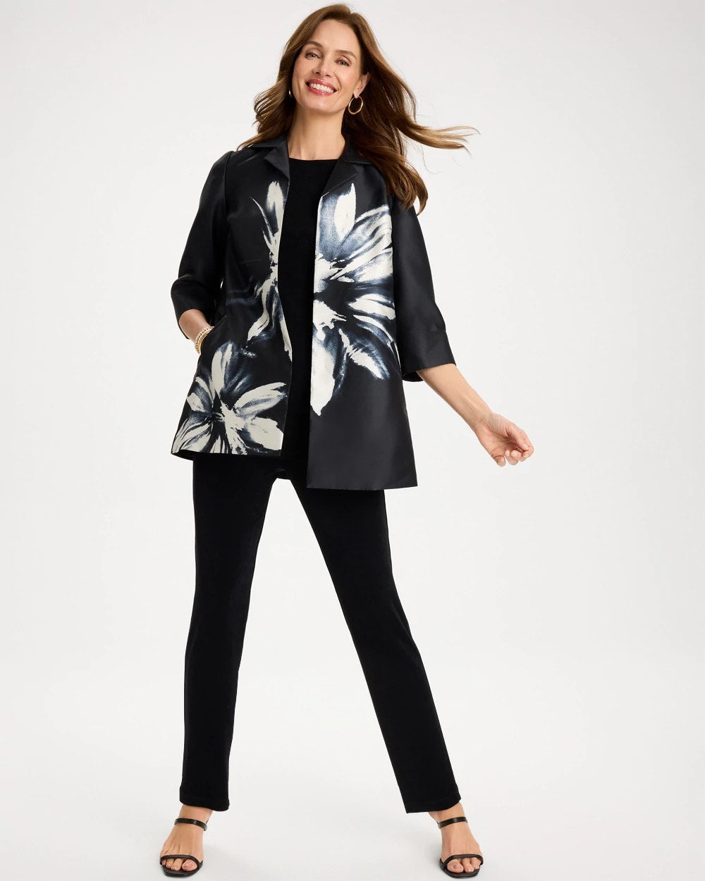 Chico's Travelers™ Collection Floral Long Jacket
