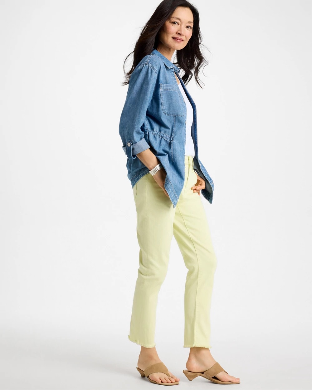 Chico's Denim Cinch Waist Jacket