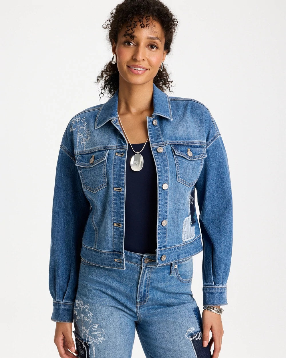 Chico's Denim Parrot Pocket Jacket