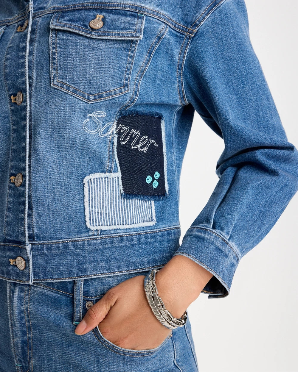 Chico's Denim Parrot Pocket Jacket