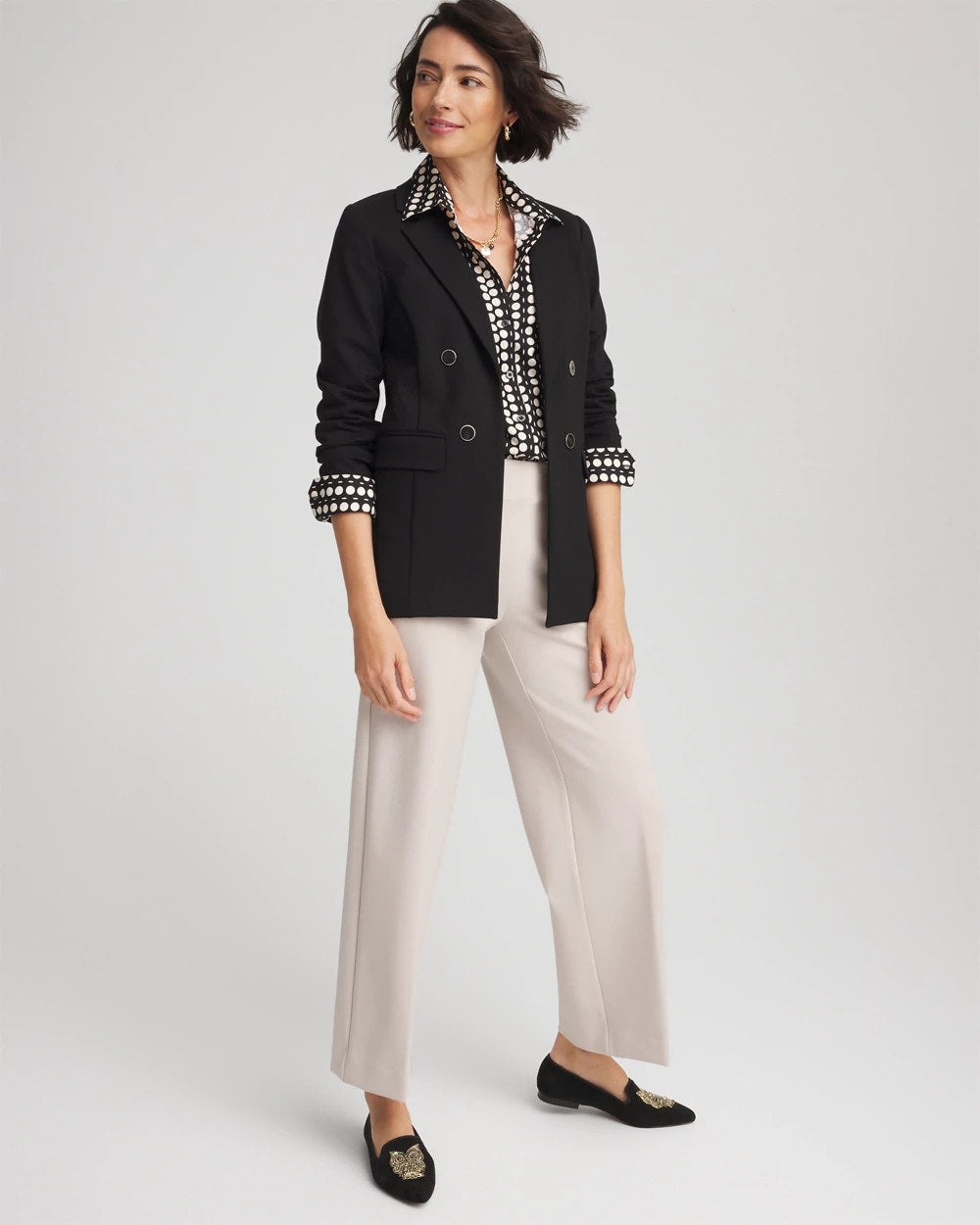 Chico's Ponte Double-Breasted Knit Blazer