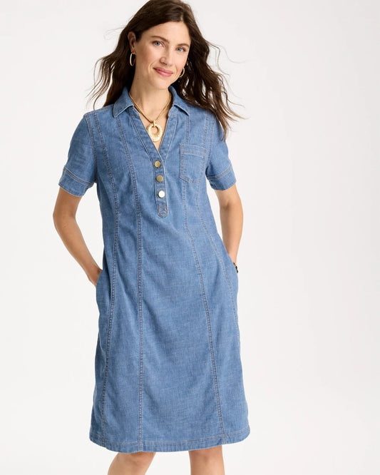 Chico's Soft-Stretch Hemp Denim Shirtdress