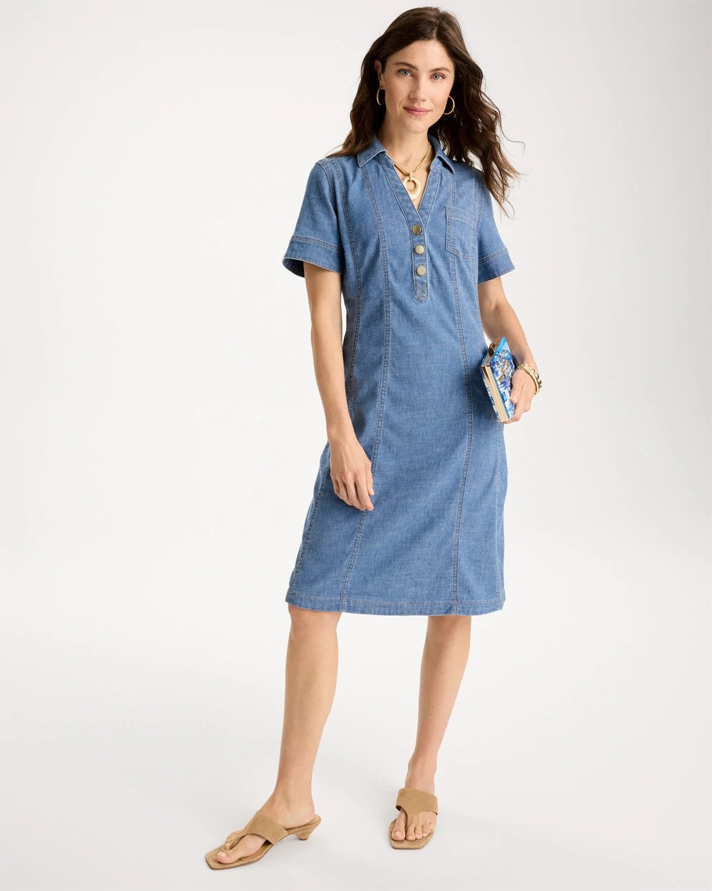 Chico's Soft-Stretch Hemp Denim Shirtdress