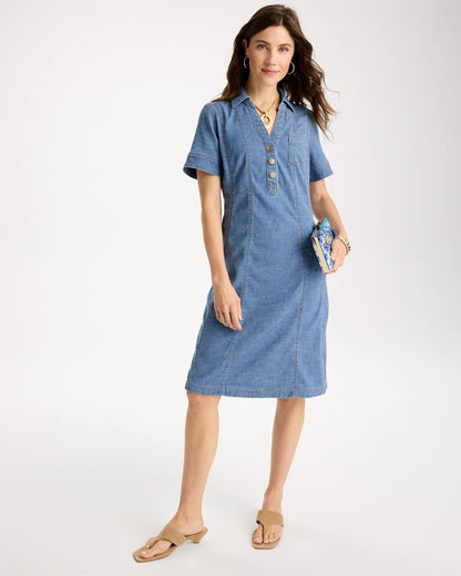 Chico's Soft-Stretch Hemp Denim Shirtdress