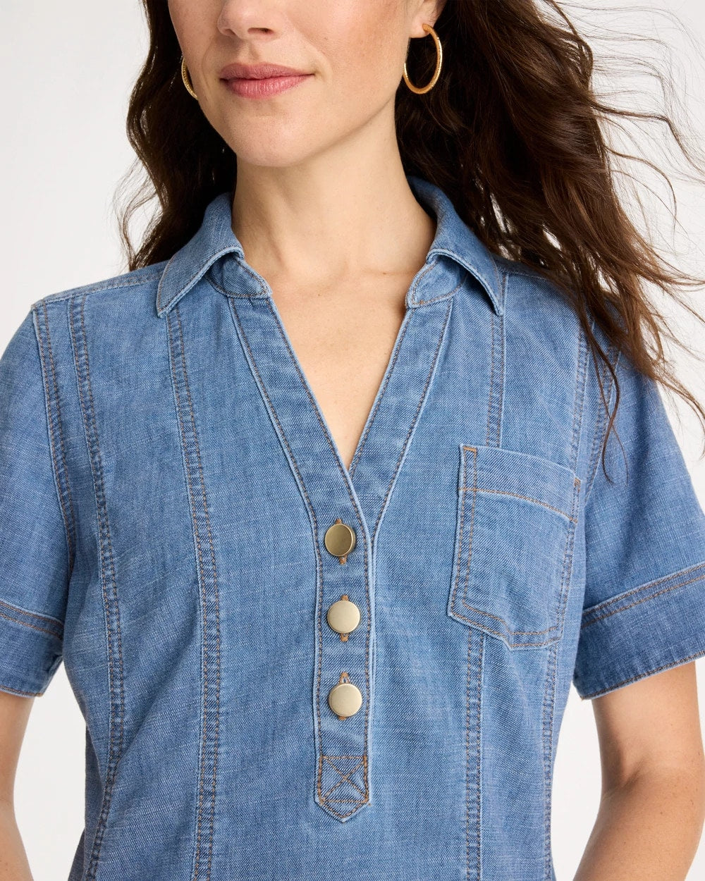 Chico's Soft-Stretch Hemp Denim Shirtdress