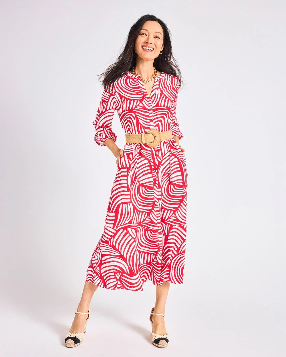 Chico's Printed Midi Shirt Dress
