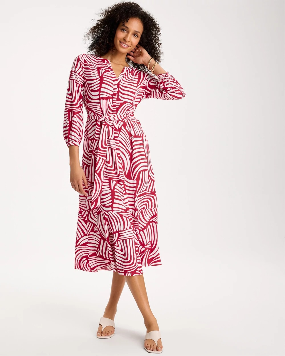 Chico's Printed Midi Shirt Dress