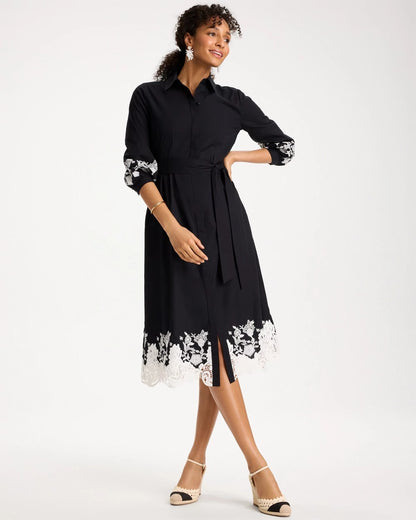 Chico's Cotton Lace Trim Shirtdress