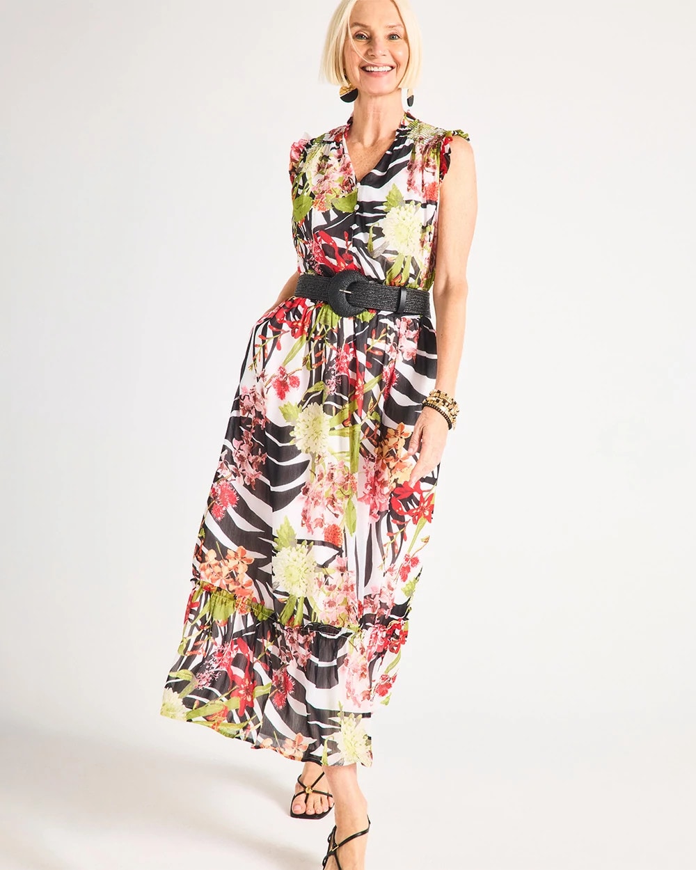 Chico's Crinkle Chiffon Animal Print Dress