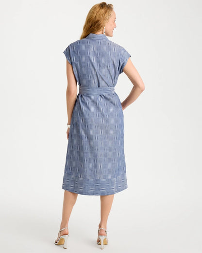 Chico's Clip Jacquard Denim Shirtdress