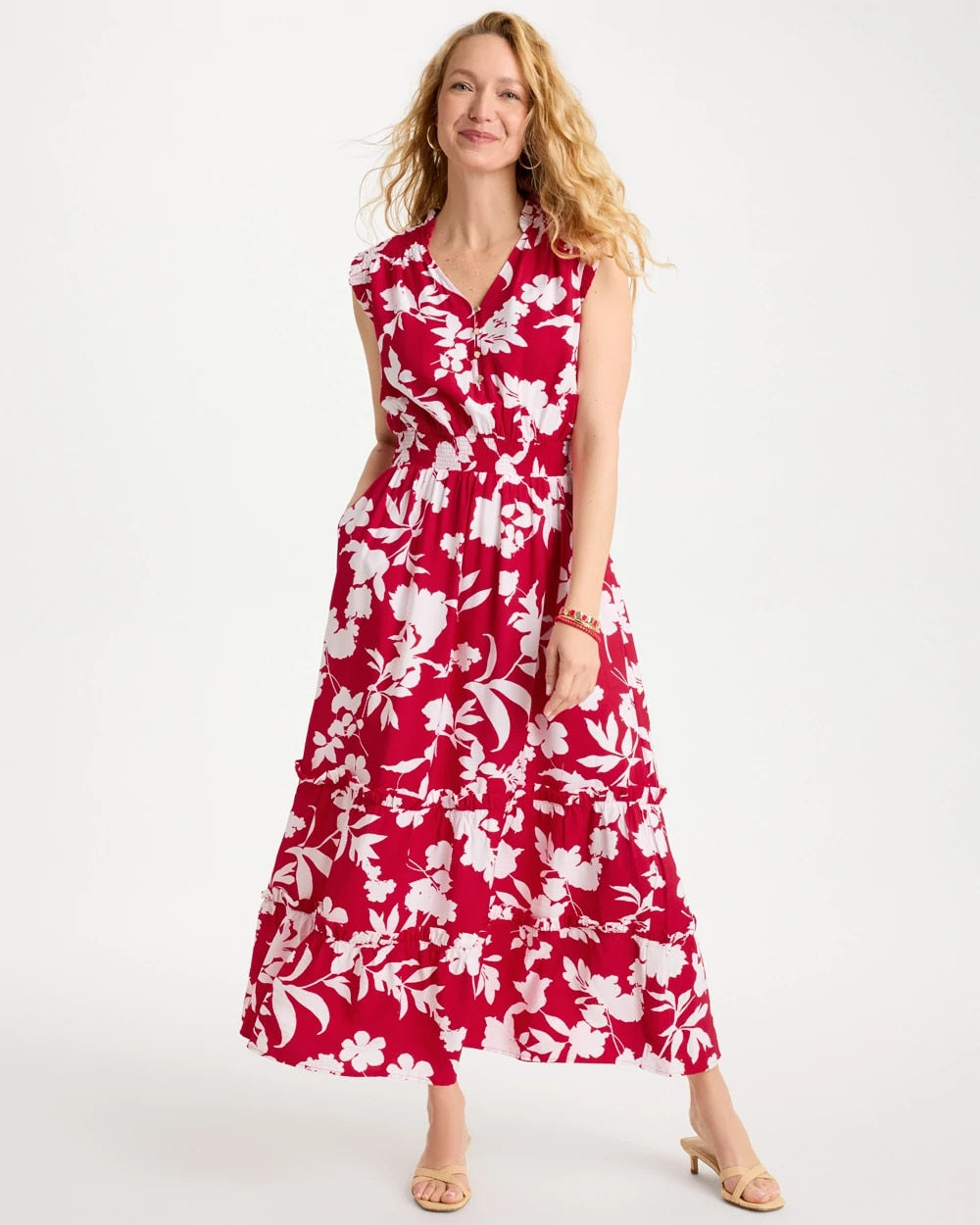 Chico's Smocked Floral Maxi Dress