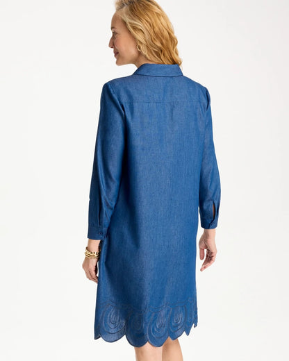 Chico's Denim Embroidered Dress