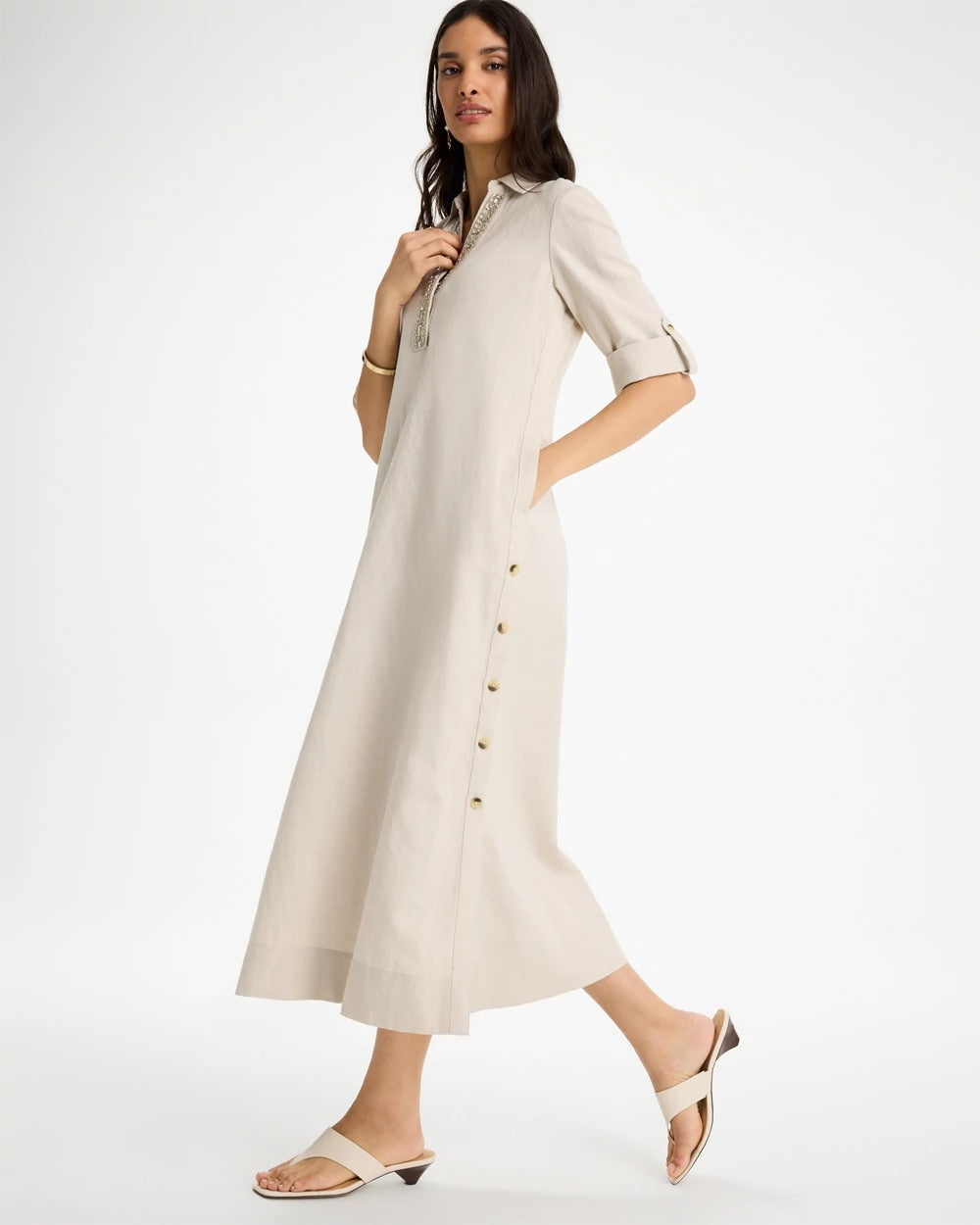 Chico's Embellished Linen Dress