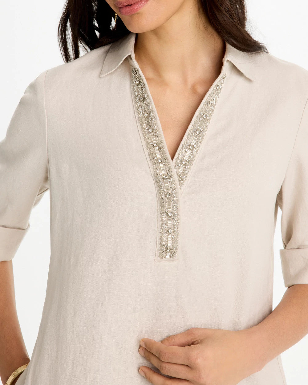 Chico's Embellished Linen Dress