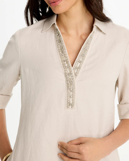 Chico's Embellished Linen Dress
