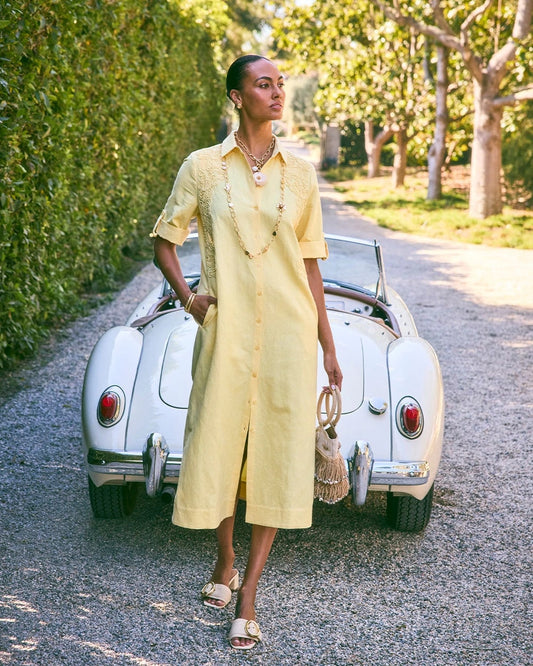 Chico's Embellished Linen-Cotton Shirtdress