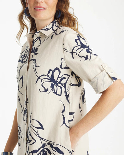 Chico's Printed Linen-Cotton Shirtdress