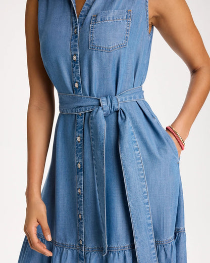 Chico's Twill Denim Belted Shirtdress